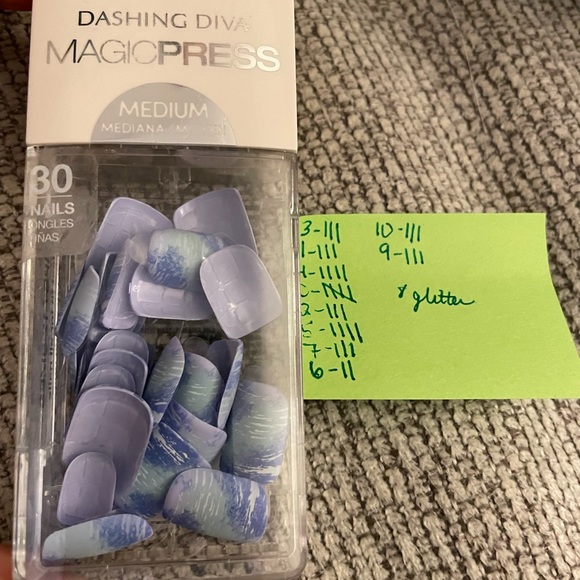 Impress Press On Dashing Diva Nail Lot: Cream Aqua Purple Short Med Nails - Picture 6 of 6